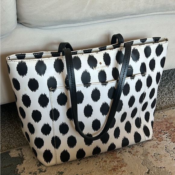kate spade Handbags - Kate Spade Dalmation Polka Dot Black and White Tote